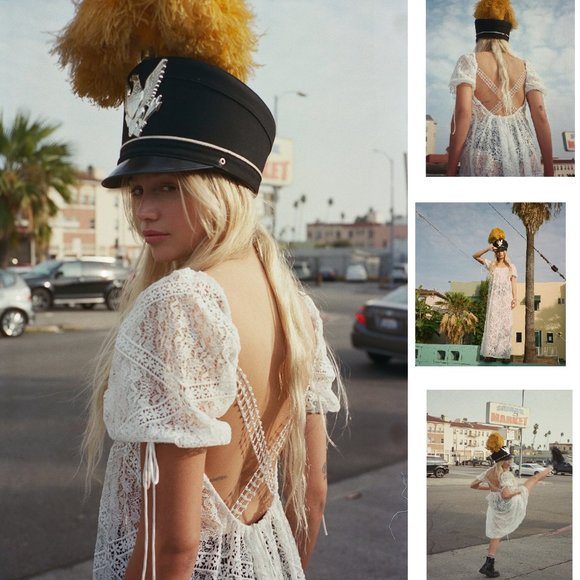 NEW FOR LOVE & LEMONS PORTALA SHEER WHITE LACE MAXI DRESS SIZE S - Picture 3 of 14